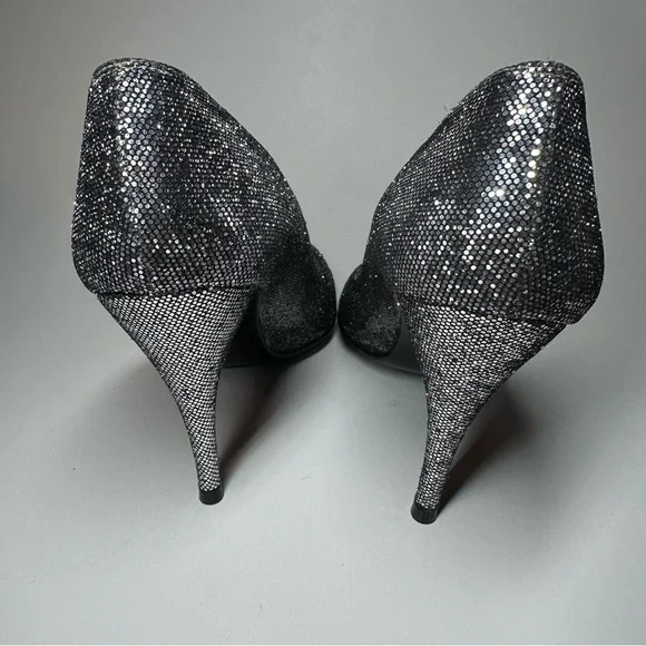 Stuart Weitzman Heels Pointed Toe Pumps Sparkle Glitter Bridal Glam Leather 8.5B - Picture 8 of 12